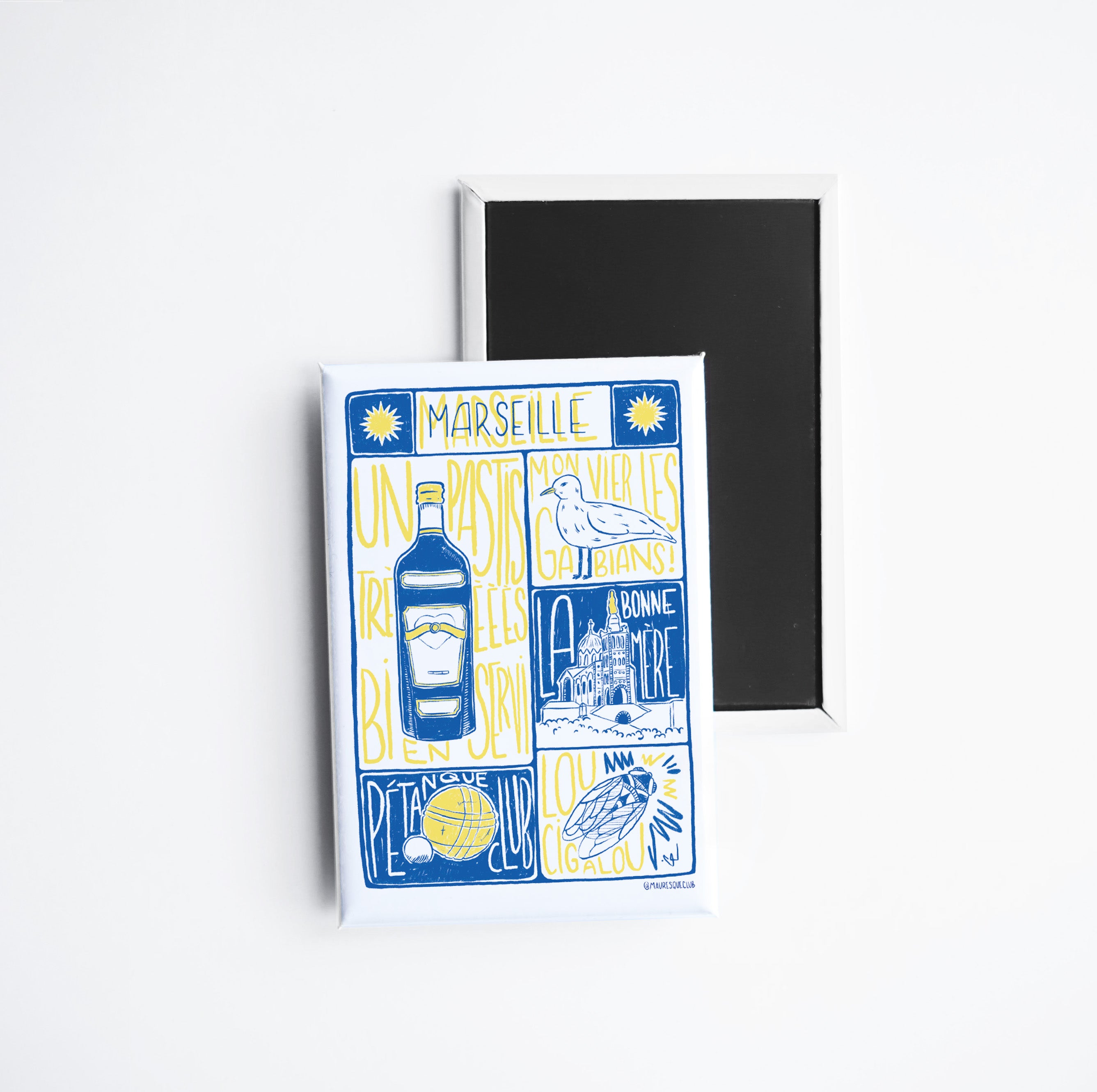 Magnet illustré souvenir de marseille starter pack marseillais