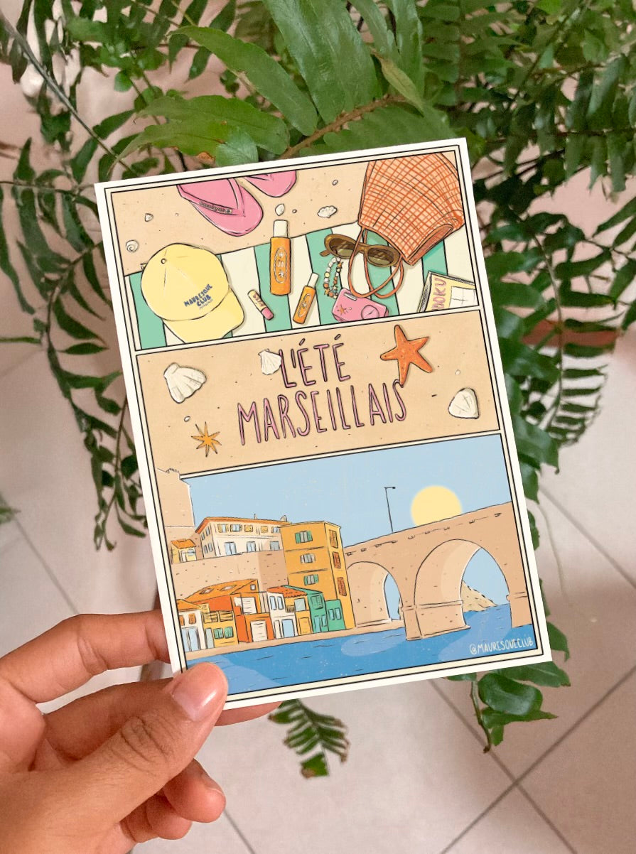 affiche marseille en été, été marseillais à la plage et sur la corniche