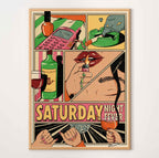 poster a3 fête saturday night fever retro coloré illsutré