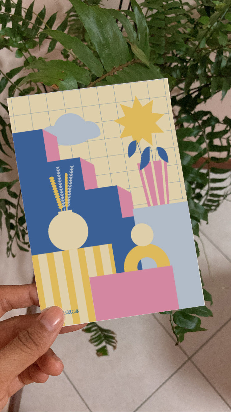 tirage A5 poster aux couleurs douces qui nous rappelle le sud