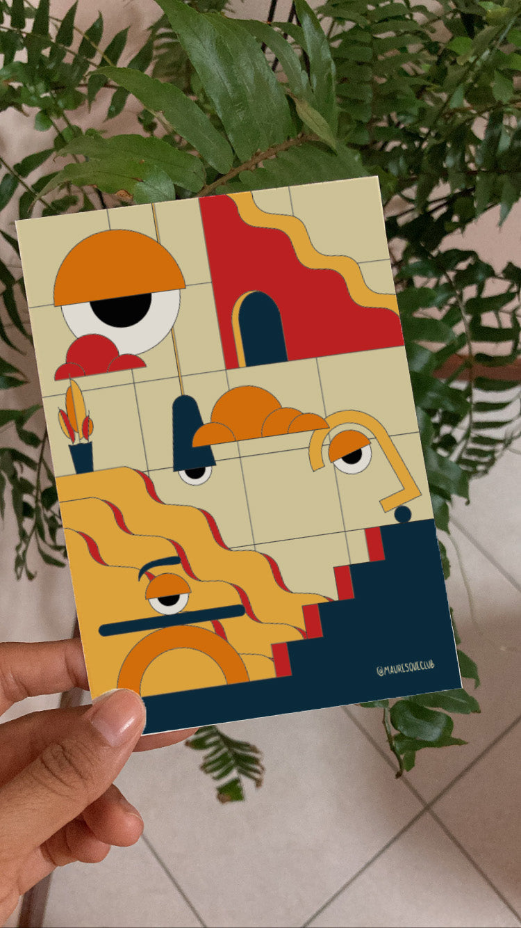 tirage A5 poster illustré géométrique style bahaus