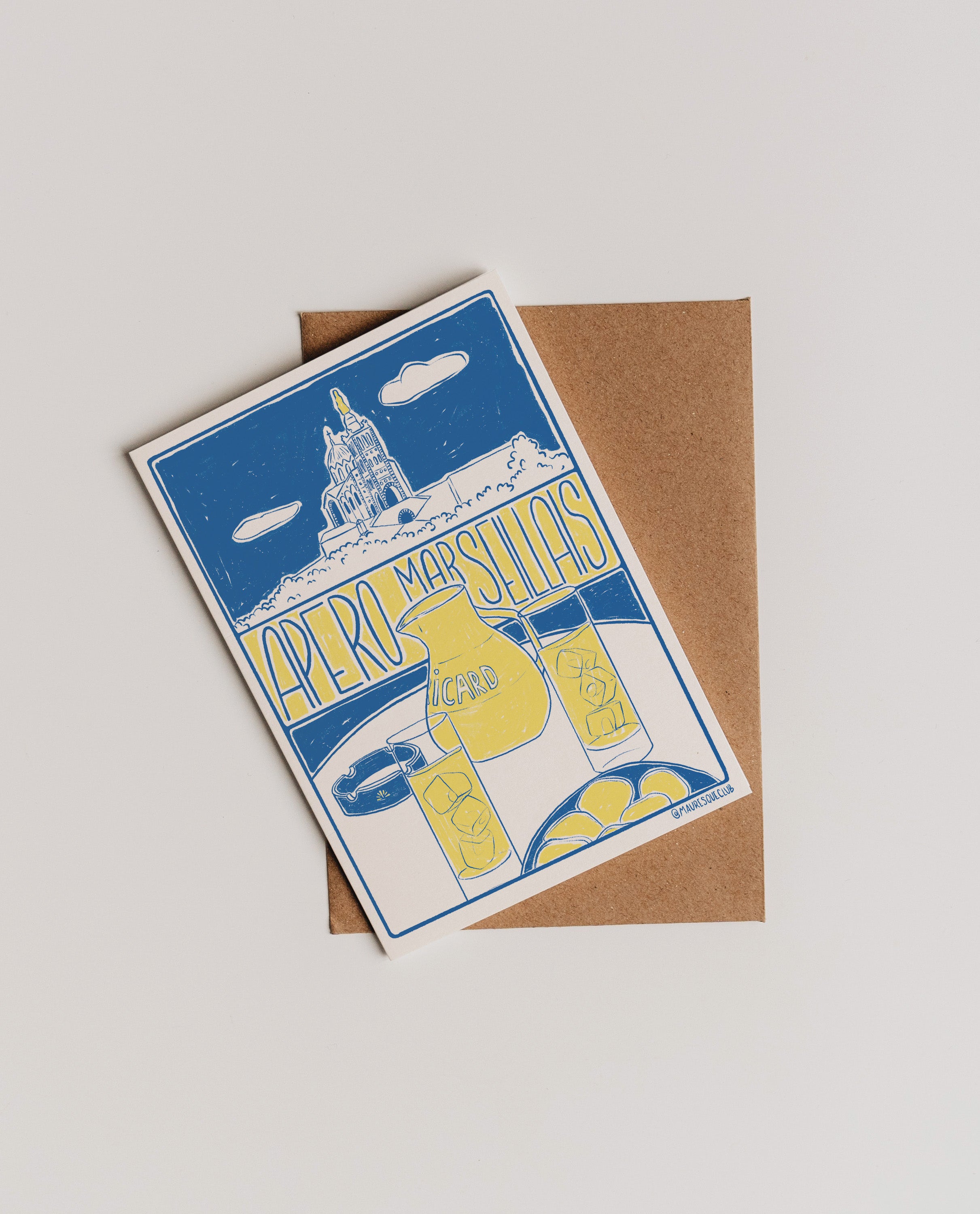 tirage A5 apéro marseillais, apéritif à marseille ricard et pastis, notre dame de la garde