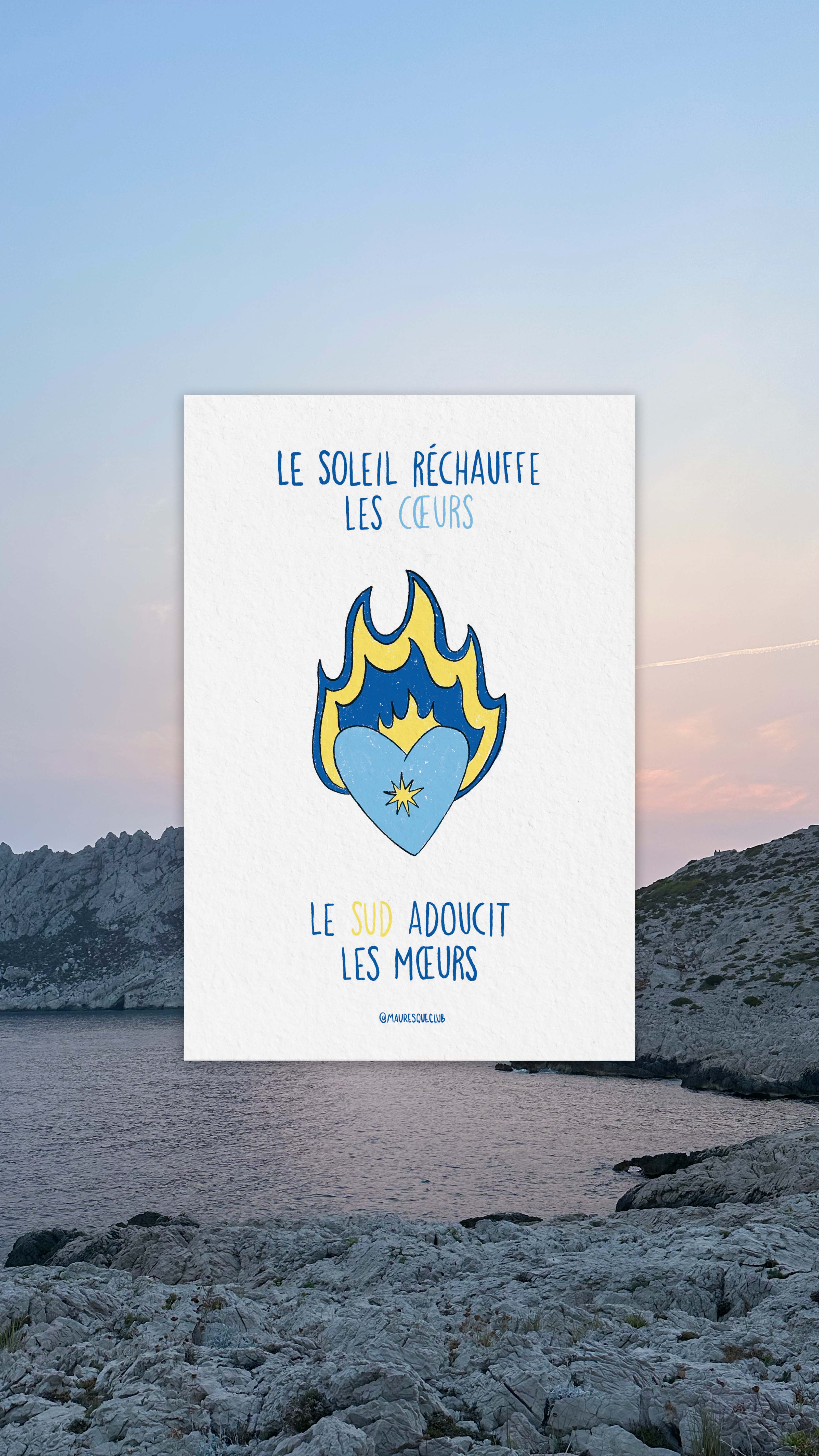 Carte postale - illus - Le soleil réchauffe le <3