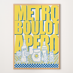 poster A3 métro boulot apéro marseille avec du pastis et du spritz