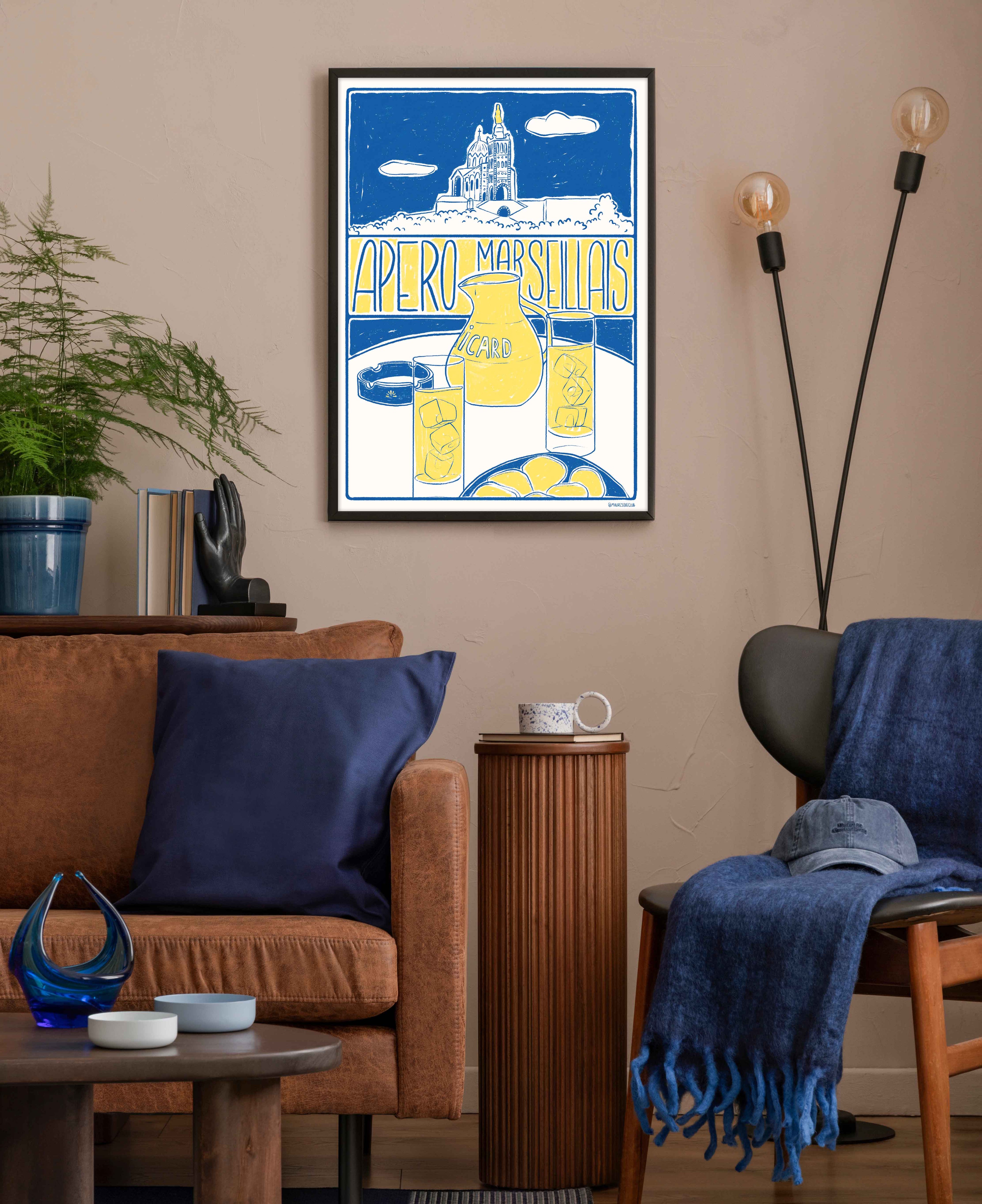 poster apéro marseillais A3 pour décorer le salon