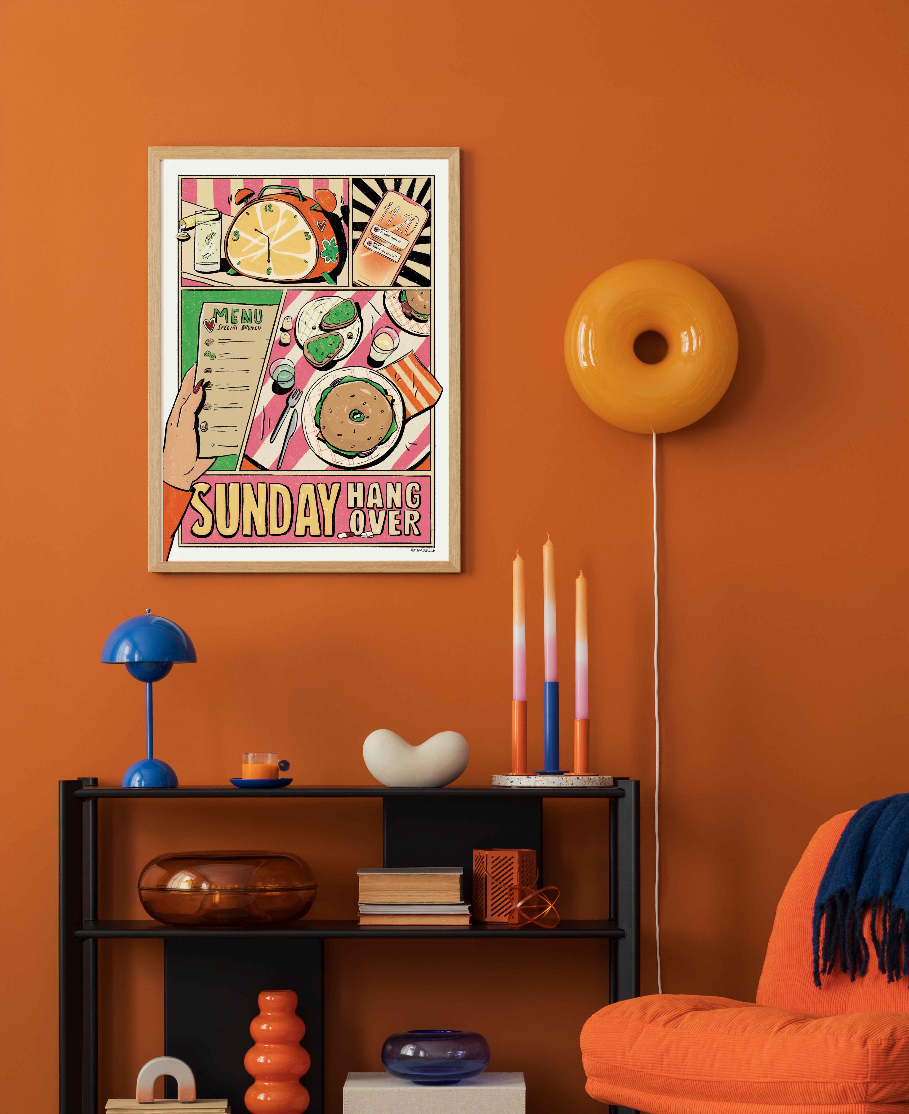 affiche brunch et gueule de bois style retro